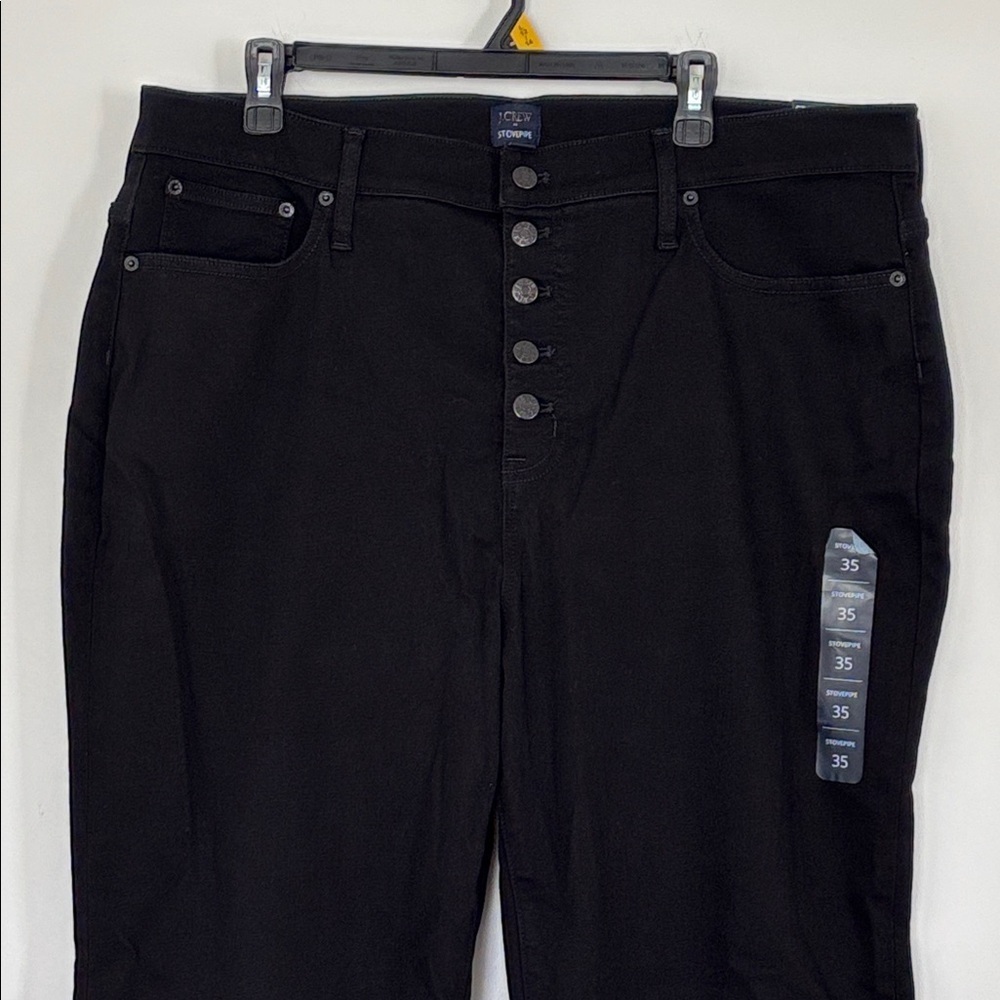 NWT J. Crew Black stovepipe straight leg jean stretch five button size 35 - Picture 5 of 13
